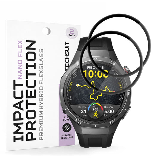Zaštitna folija Techsuit Nano Flex za Huawei Watch GT 5 Pro 46mm, Set 2 komada, Plastika, Crna