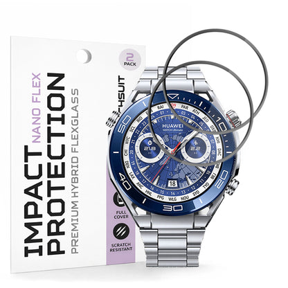 Folija za zaštitu Techsuit Nano Flex za Huawei Watch Ultimate 2 / Ultimate, Set 2 komada, Plastika, Crna
