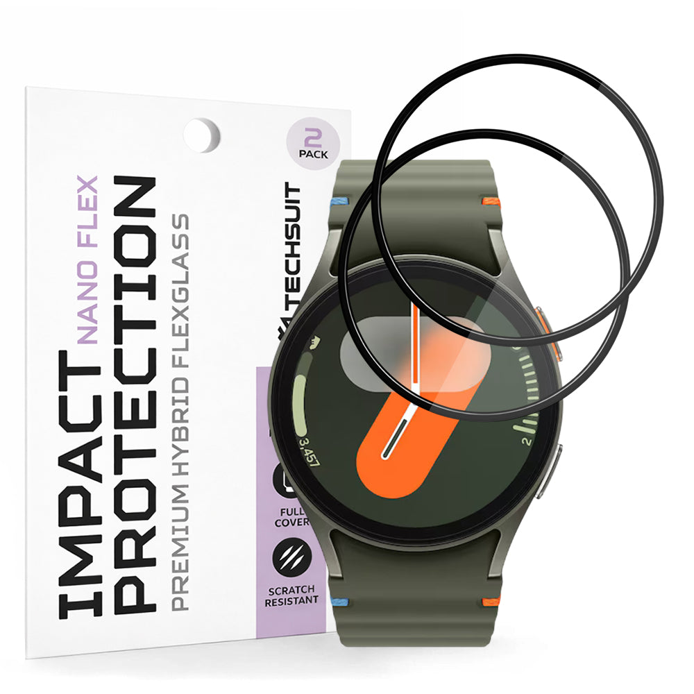 Folija za zaštitu Techsuit Nano Flex za Samsung Galaxy Watch7 40mm, Set 2 komada, Plastika, Crna