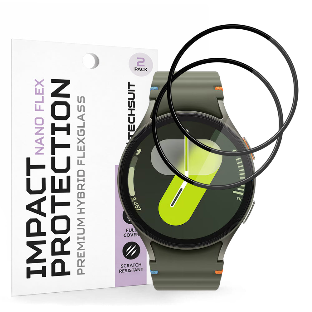 Folija za zaštitu Techsuit Nano Flex za Samsung Galaxy Watch7 44mm, Set 2 komada, Plastika, Crna