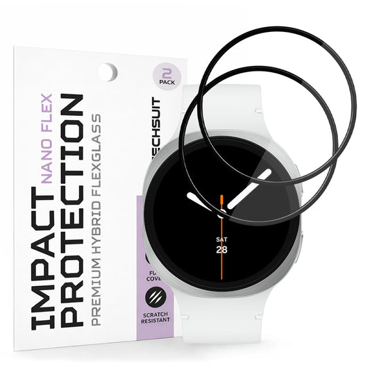 Folija za zaštitu Techsuit Nano Flex za Samsung Galaxy Watch8 44mm, Set 2 komada, Plastika, Crna