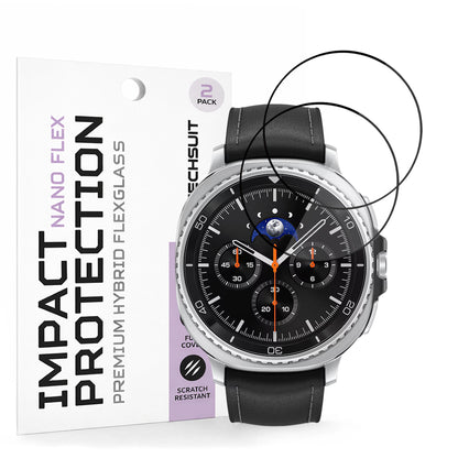 Folija za zaštitu Techsuit Nano Flex za Samsung Galaxy Watch8 Classic, Set 2 komada, Plastika, Crna