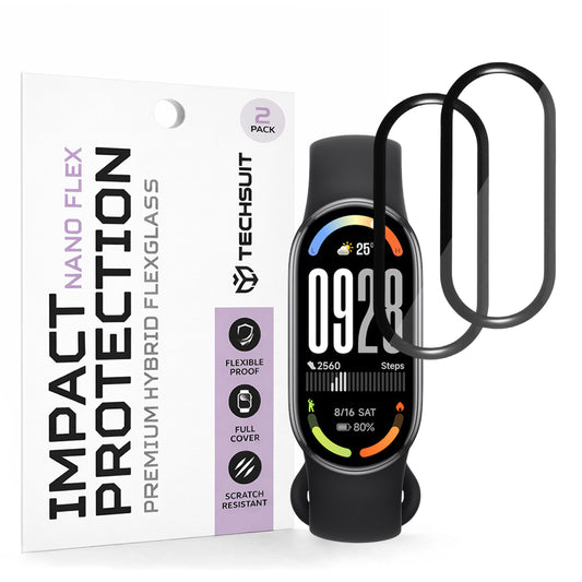 Folija za zaštitu Techsuit Nano Flex za Xiaomi Smart Band 10, Set 2 komada, Plastika, Crna