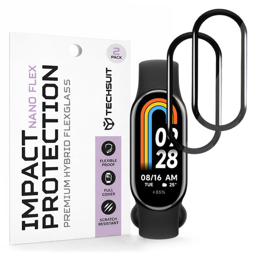 Folija za zaštitu Techsuit Nano Flex za Xiaomi Smart Band 8, Set 2 komada, Plastika, Crna