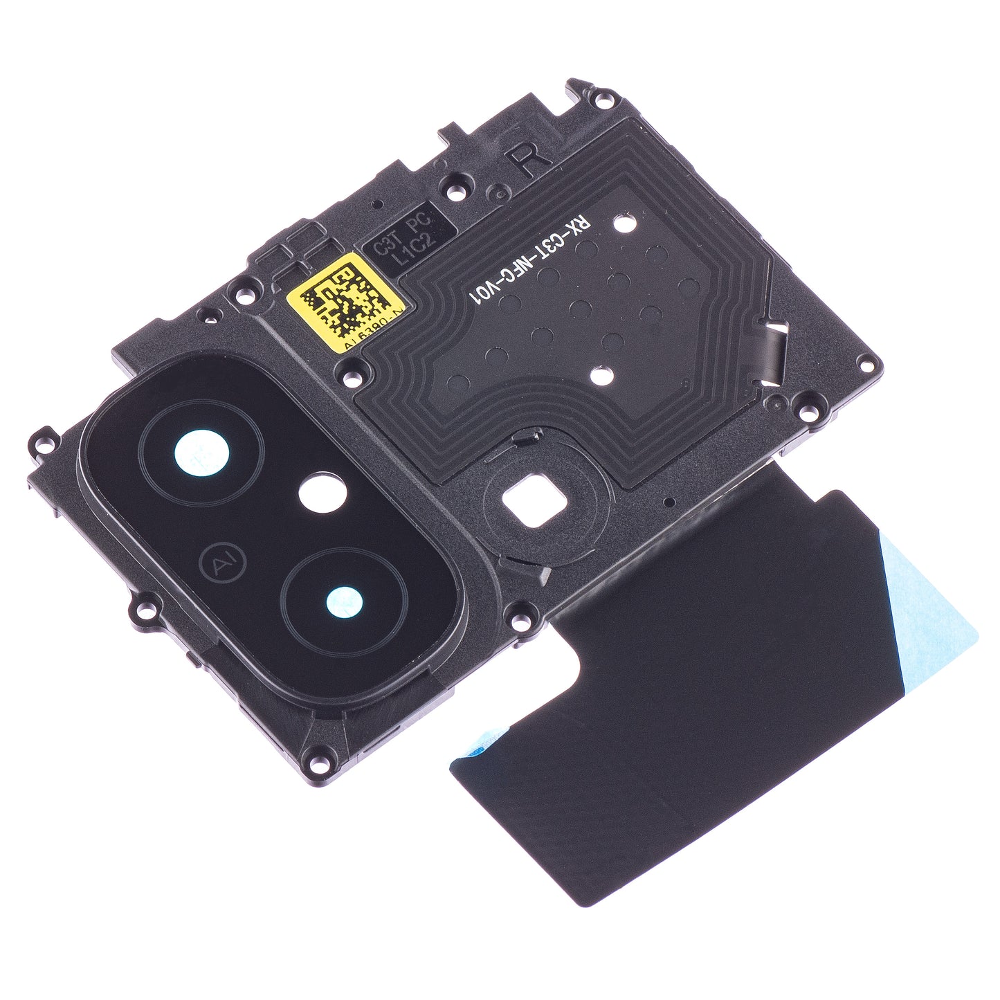 Staklo stražnje kamere Xiaomi Redmi 12C, Wide+Depth + Blitz, s okvirom, crno