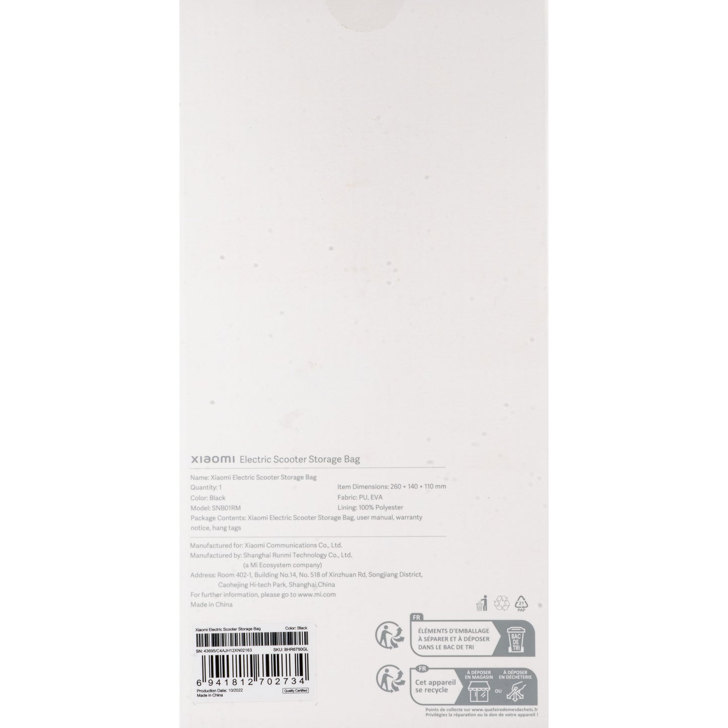 Torba za prijevoz Xiaomi za električni romobil BHR6750GL