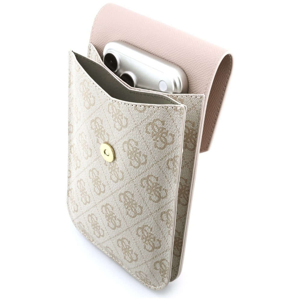 Univerzalna torbica za telefon, Guess, 4G Grained Classic Logo, Roza
