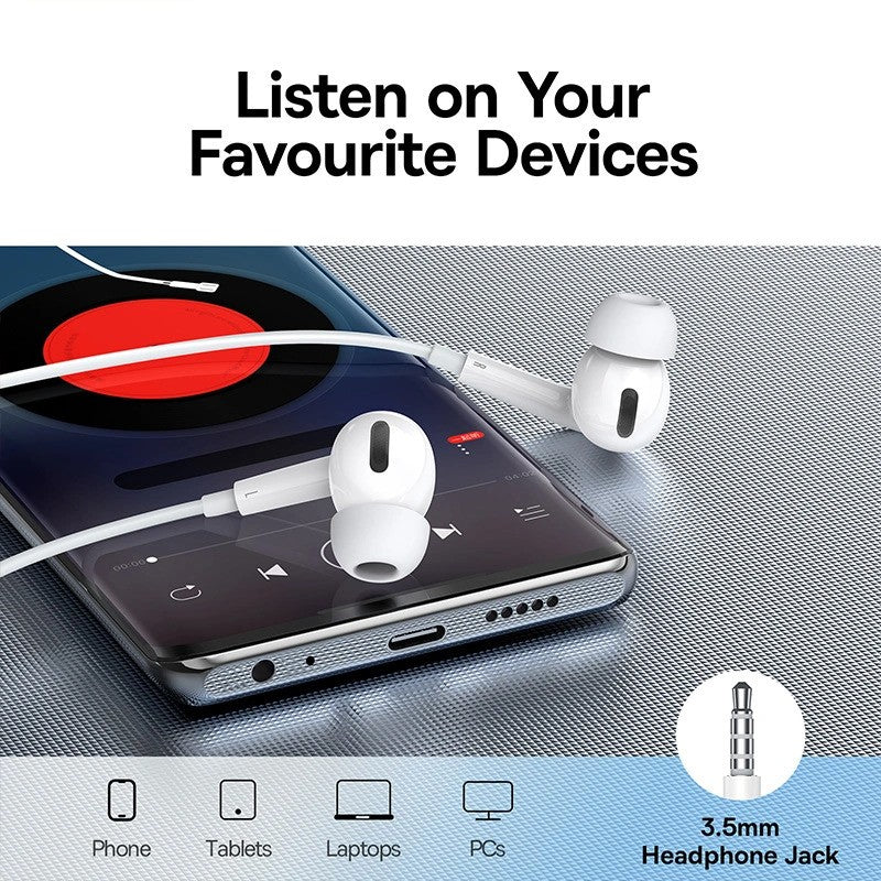 Handsfree 3.5mm Baseus Encok H18, Bijeli