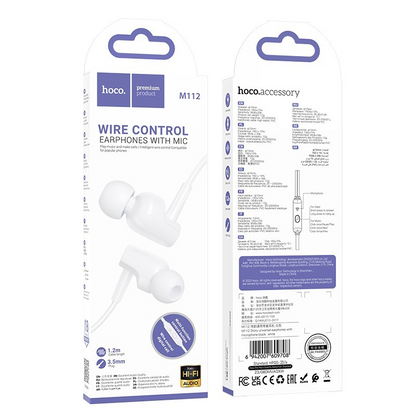Handsfree 3.5mm HOCO M112, Bijela