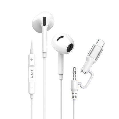 Handsfree 3.5mm / USB-C Lito LF03, Bijeli