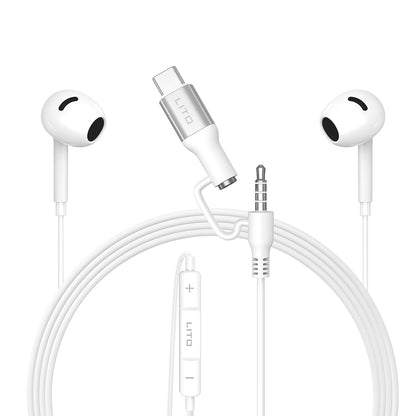 Handsfree 3.5mm / USB-C Lito LF03, Bijeli