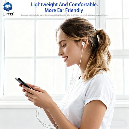 Handsfree 3.5mm / USB-C Lito LF03, Bijeli