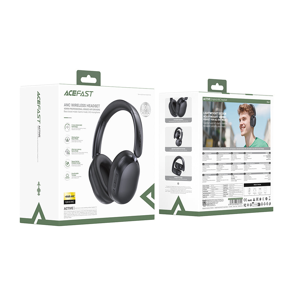 Handsfree Bluetooth Acefast H12, A2DP, ANC, Bijeli