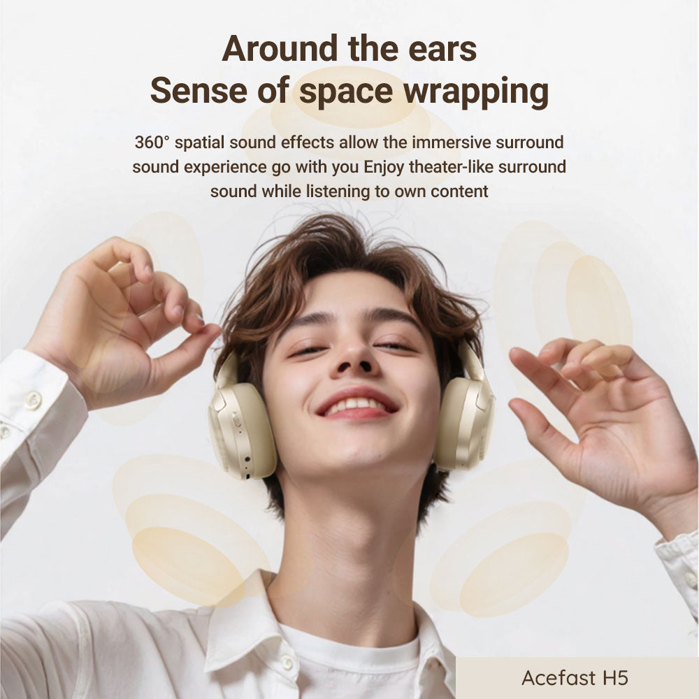 Handsfree Bluetooth Acefast H5, A2DP, ANC, Crni