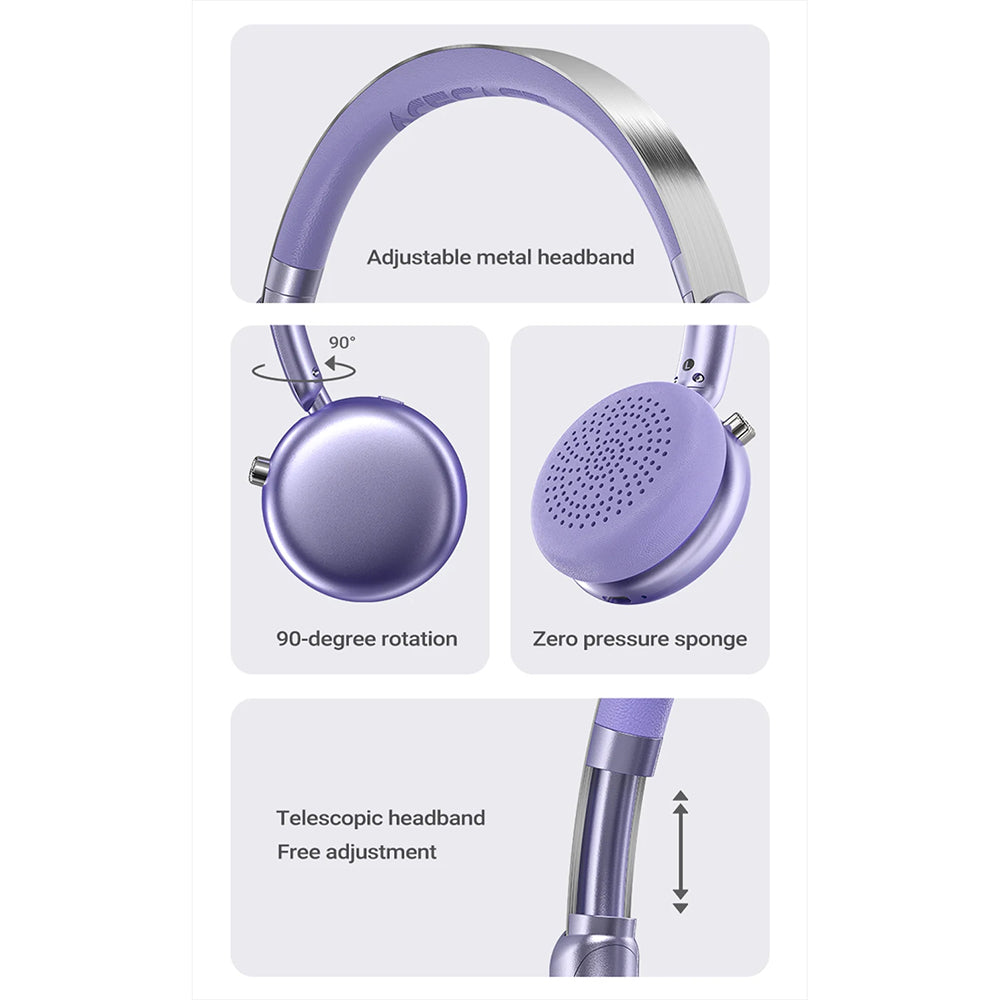 Handsfree Bluetooth Acefast H8, A2DP, ANC, Ljubičasta