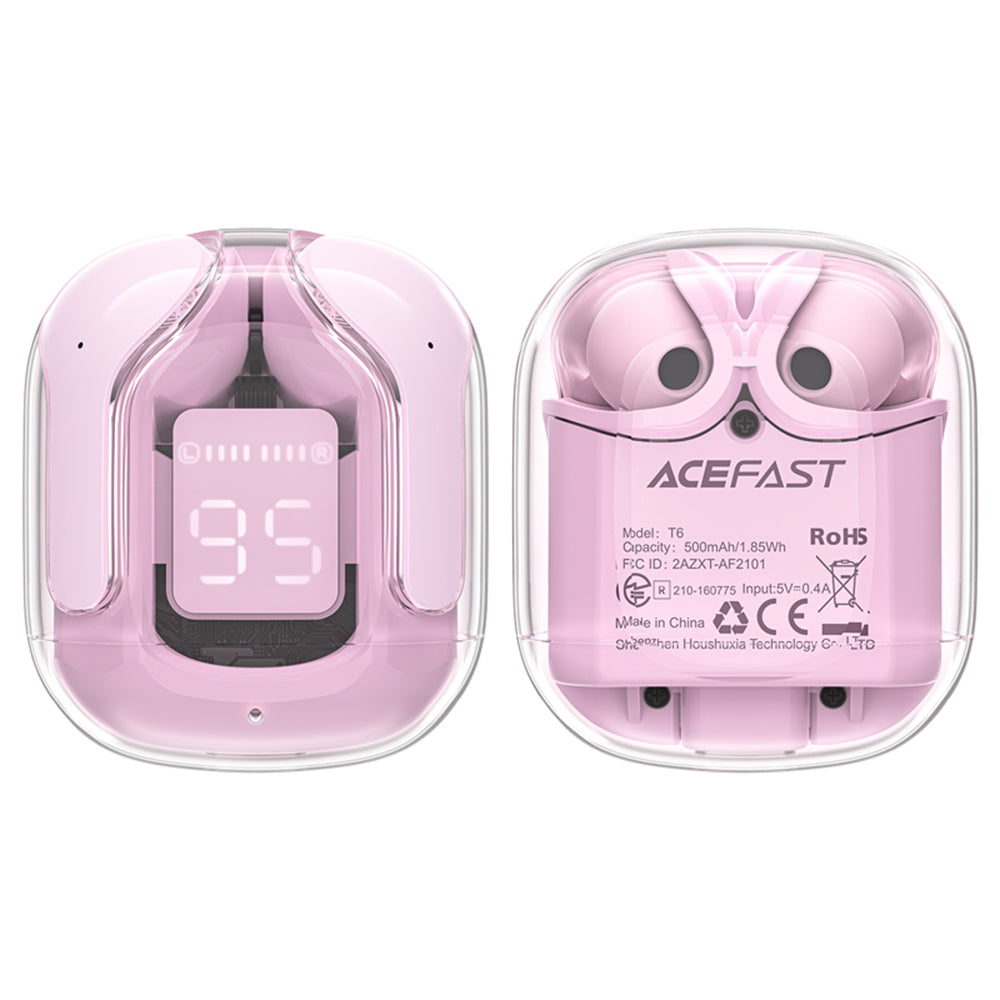 Handsfree Bluetooth Acefast T6, TWS, Ružičasta