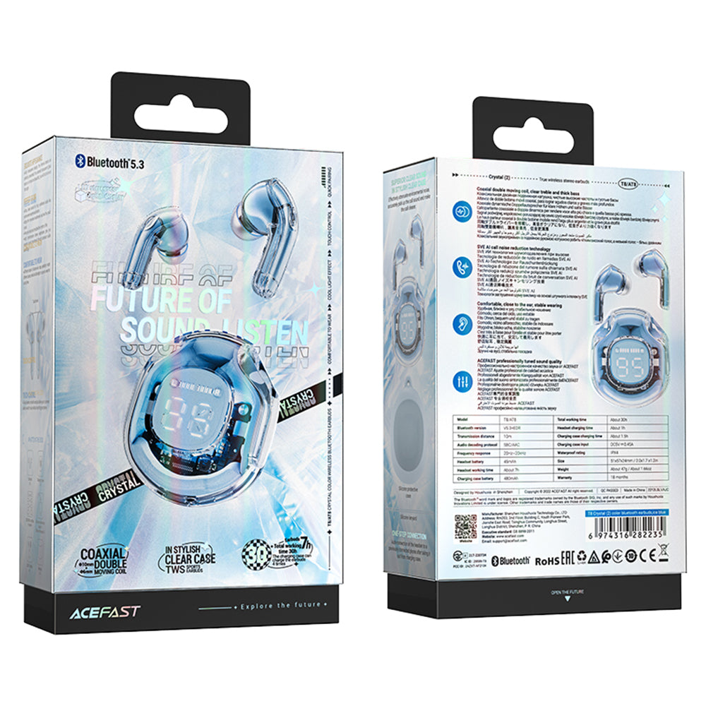 Handsfree Bluetooth Acefast T8, TWS, Plava