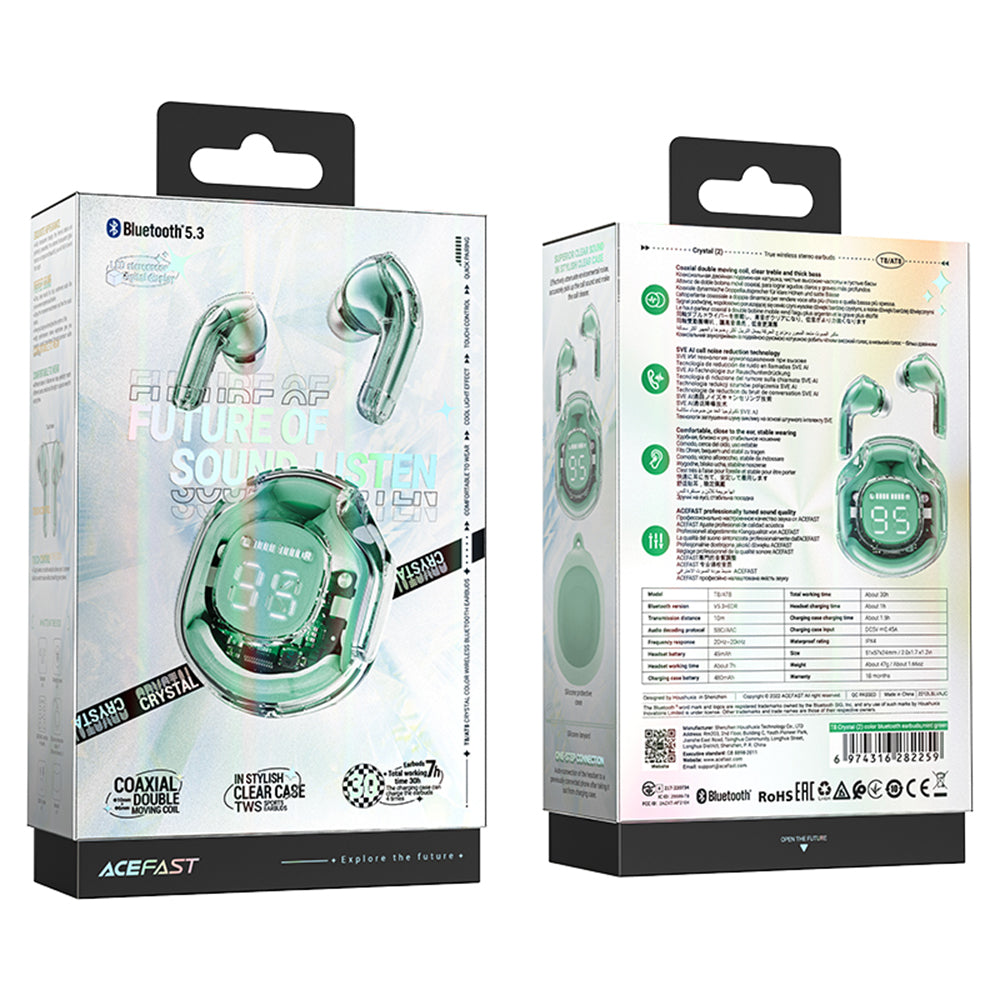 Handsfree Bluetooth Acefast T8, TWS, Zelena