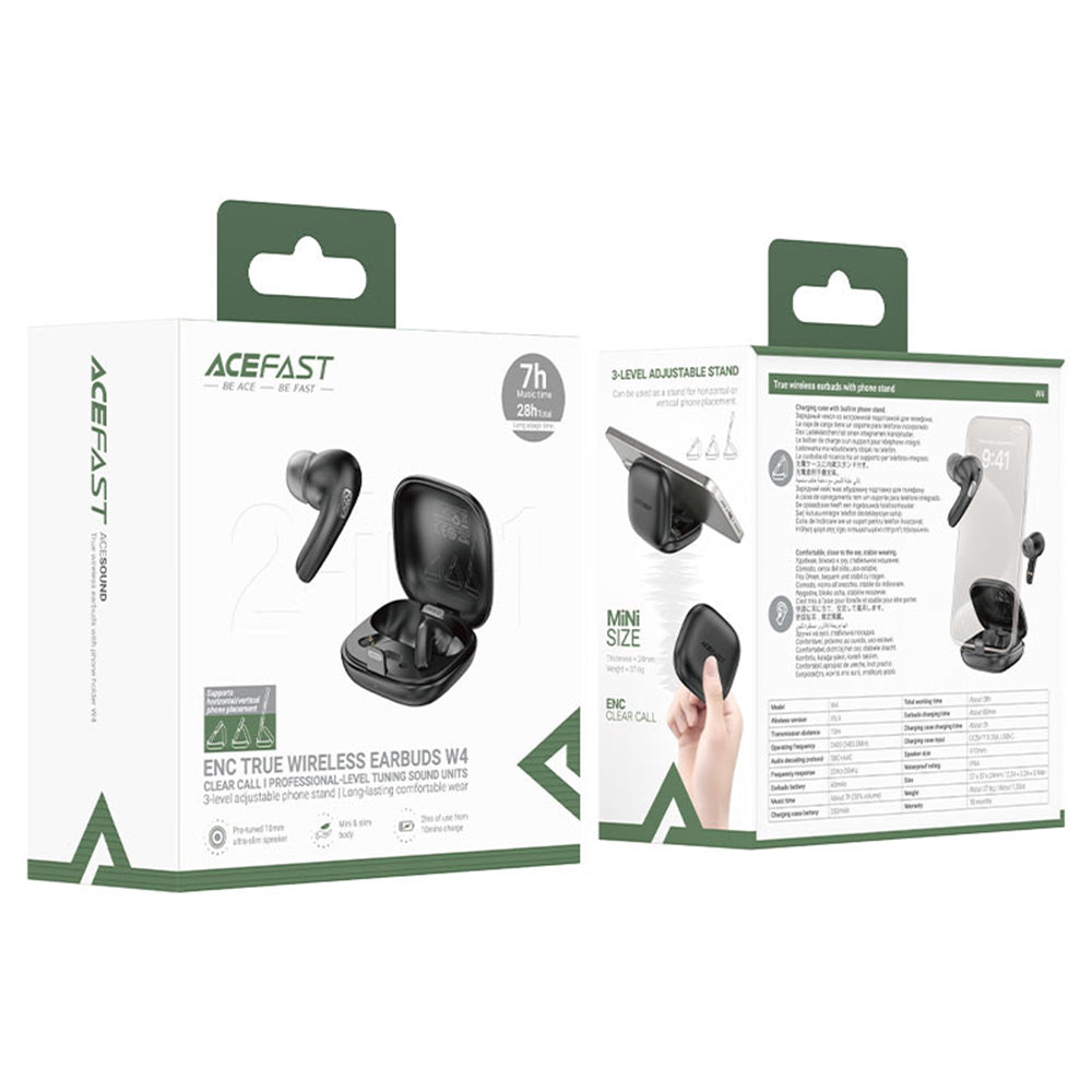 Handsfree Bluetooth Acefast W4, TWS, Crni