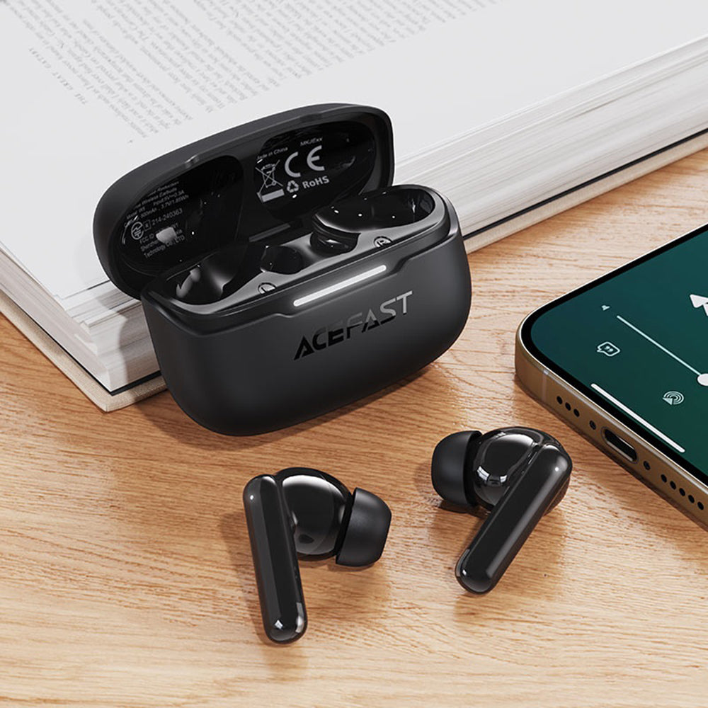 Handsfree Bluetooth Acefast W5, TWS, ANC, Crni