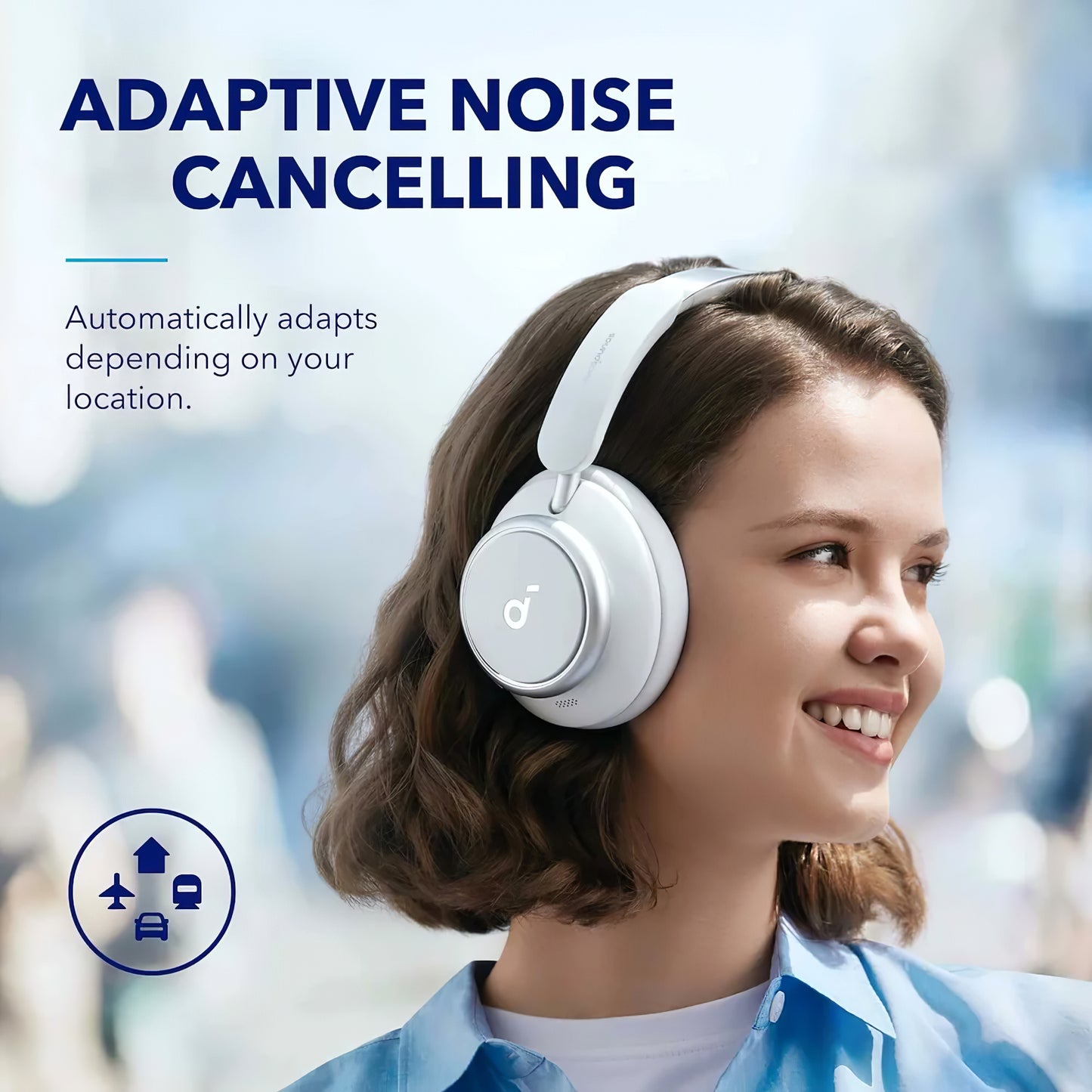 Handsfree Bluetooth Anker SoundCore Space Q45, Multipoint, A2DP, ANC, Bijeli A3040G21