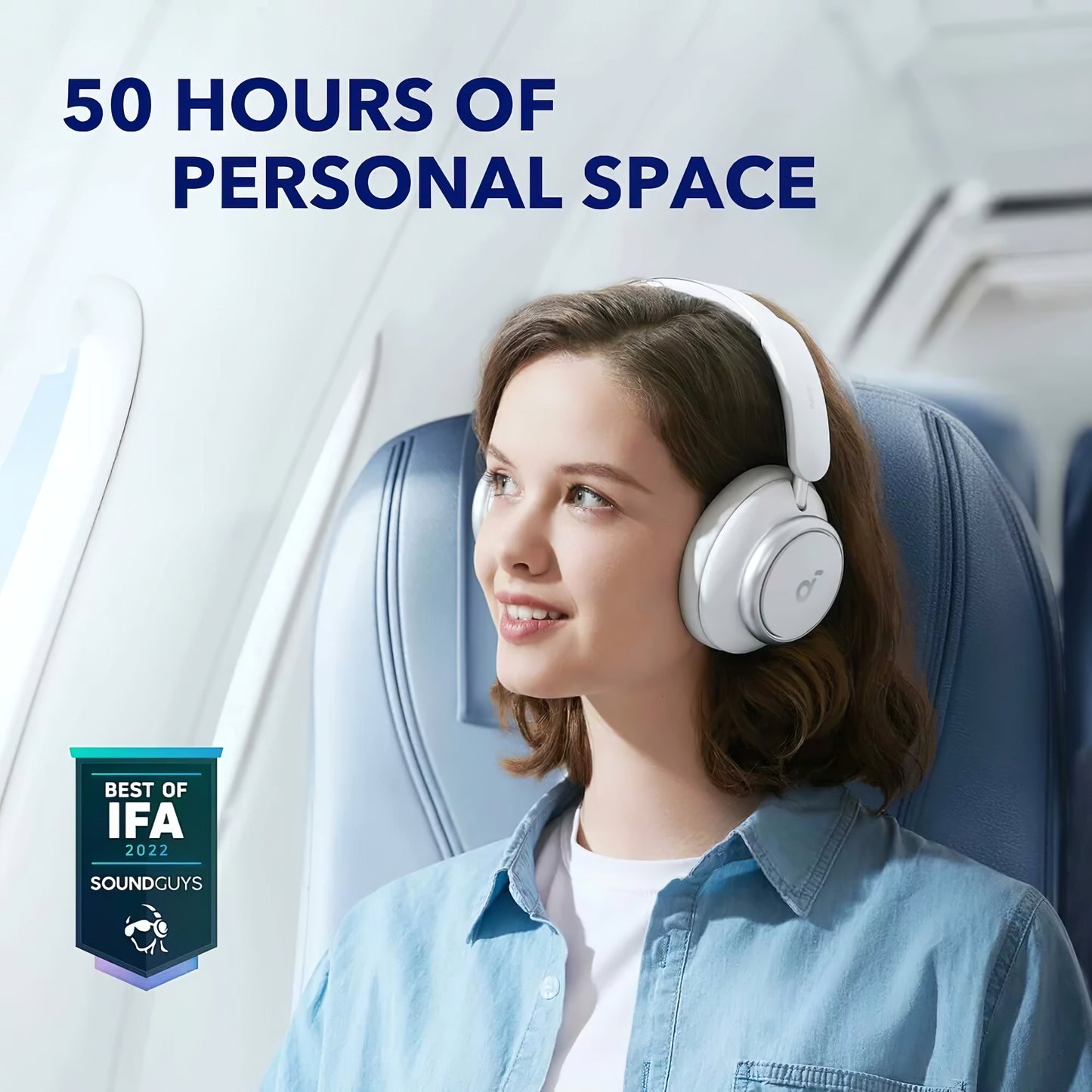 Handsfree Bluetooth Anker SoundCore Space Q45, Multipoint, A2DP, ANC, Bijeli A3040G21