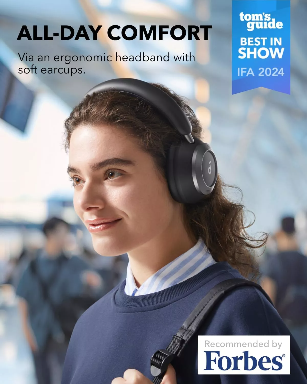 Handsfree Bluetooth Anker SoundCore Space One Pro, A2DP, ANC, Crna A3062G11