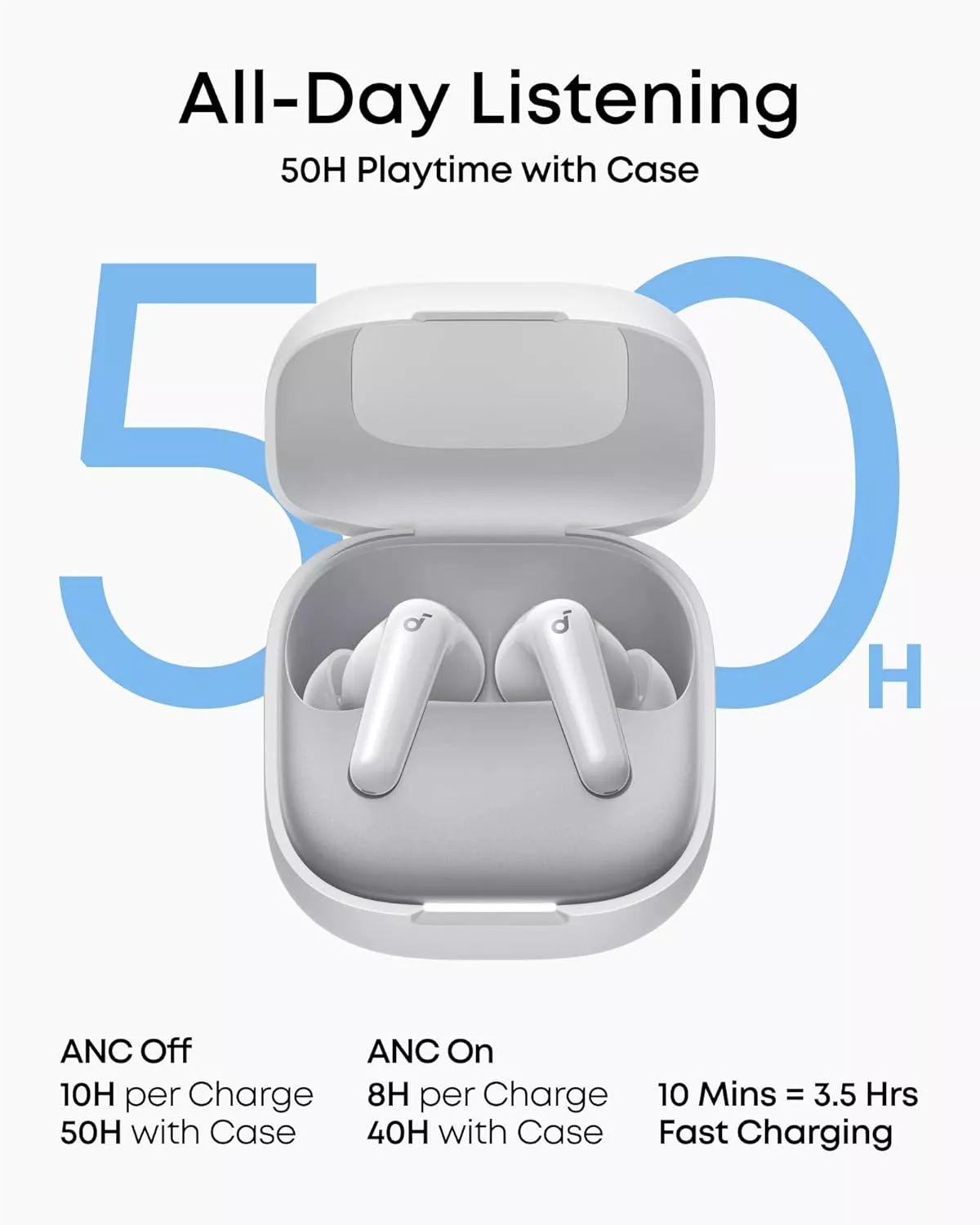 Handsfree Bluetooth Anker SoundCore R60i, TWS, ANC, Bijela D1202G21
