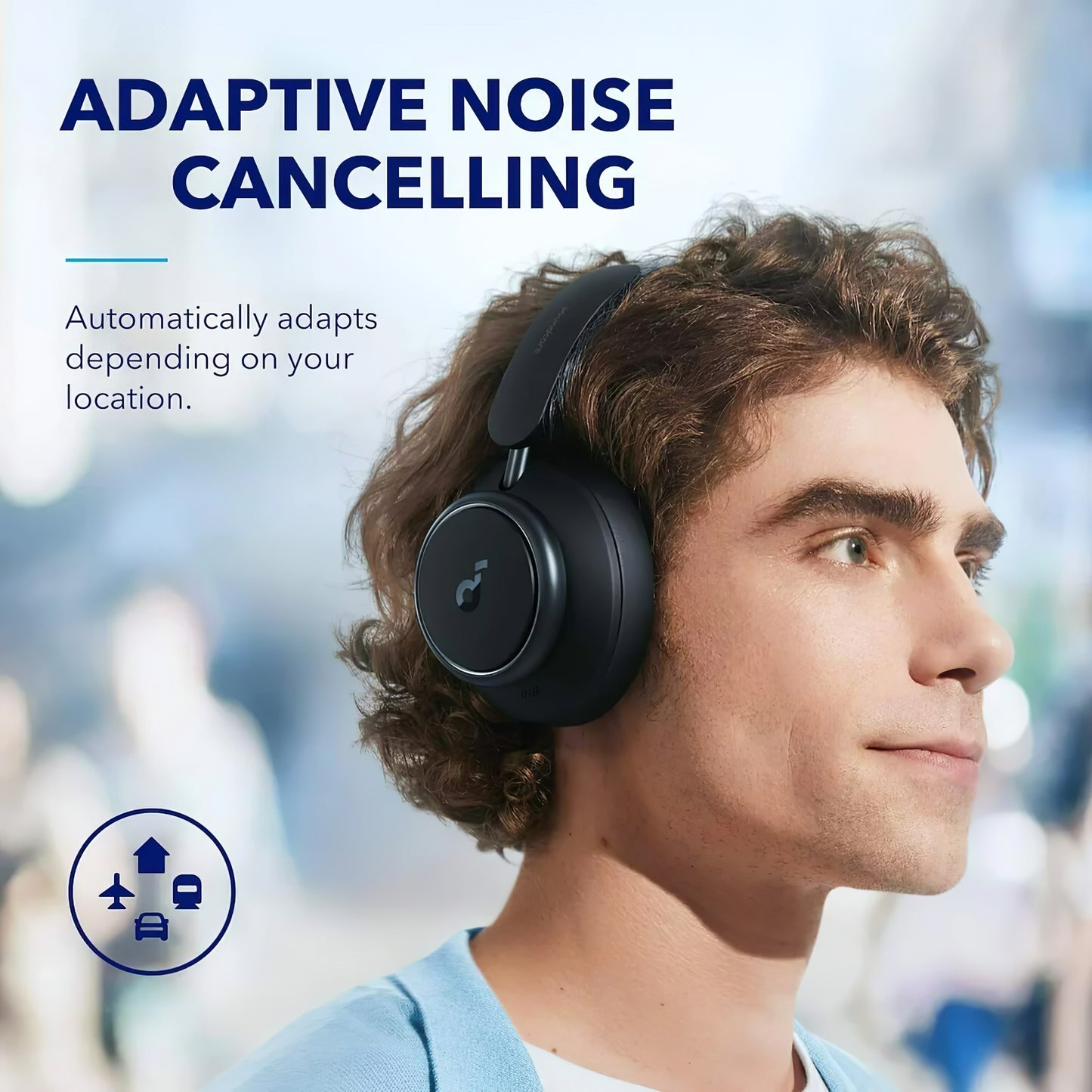 Handsfree Bluetooth Anker SoundCore Space Q45, Multipoint, A2DP, ANC, Crni A3040G11