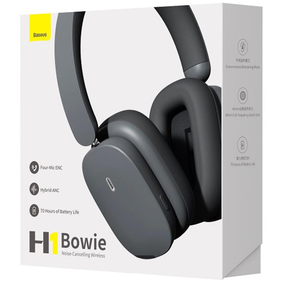 Handsfree Bluetooth Baseus Bowie H1, A2DP, ANC, Sivi