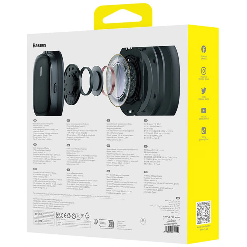 Handsfree Bluetooth Baseus H1i, A2DP, ANC, Crni A00050402113-00
