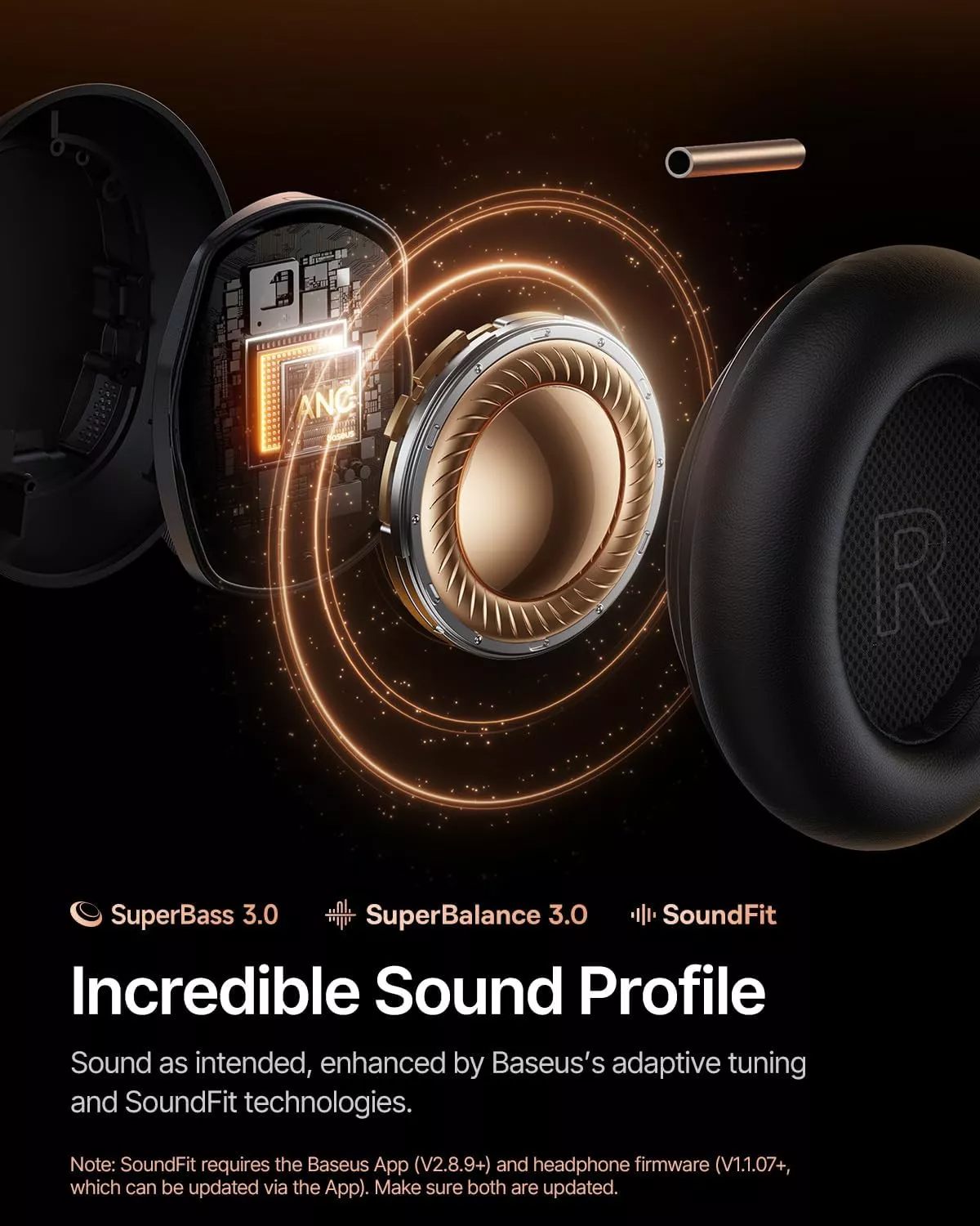 Handsfree Bluetooth Baseus Inspire XH1 Sound by Bose, A2DP, ANC, Crni A00085701123-00