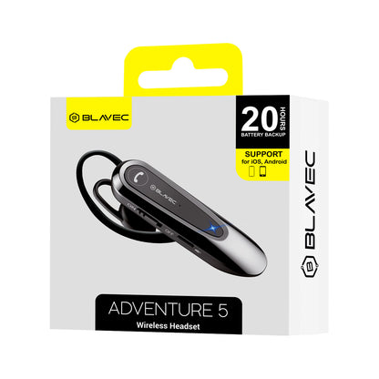 Handsfree Bluetooth Blavec Adventure 5, MultiPoint, A2DP, Crna BHAD5-B