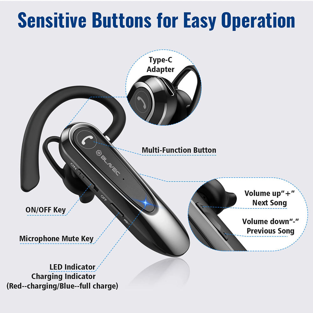 Handsfree Bluetooth Blavec Adventure 5, MultiPoint, A2DP, Crna BHAD5-B