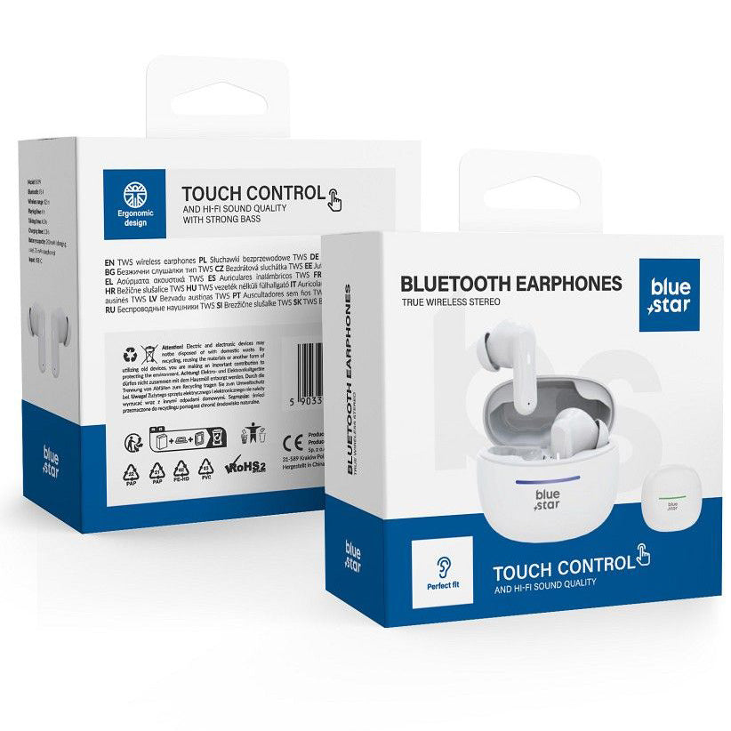 Handsfree Bluetooth Blue Star BK44, TWS, Bijela
