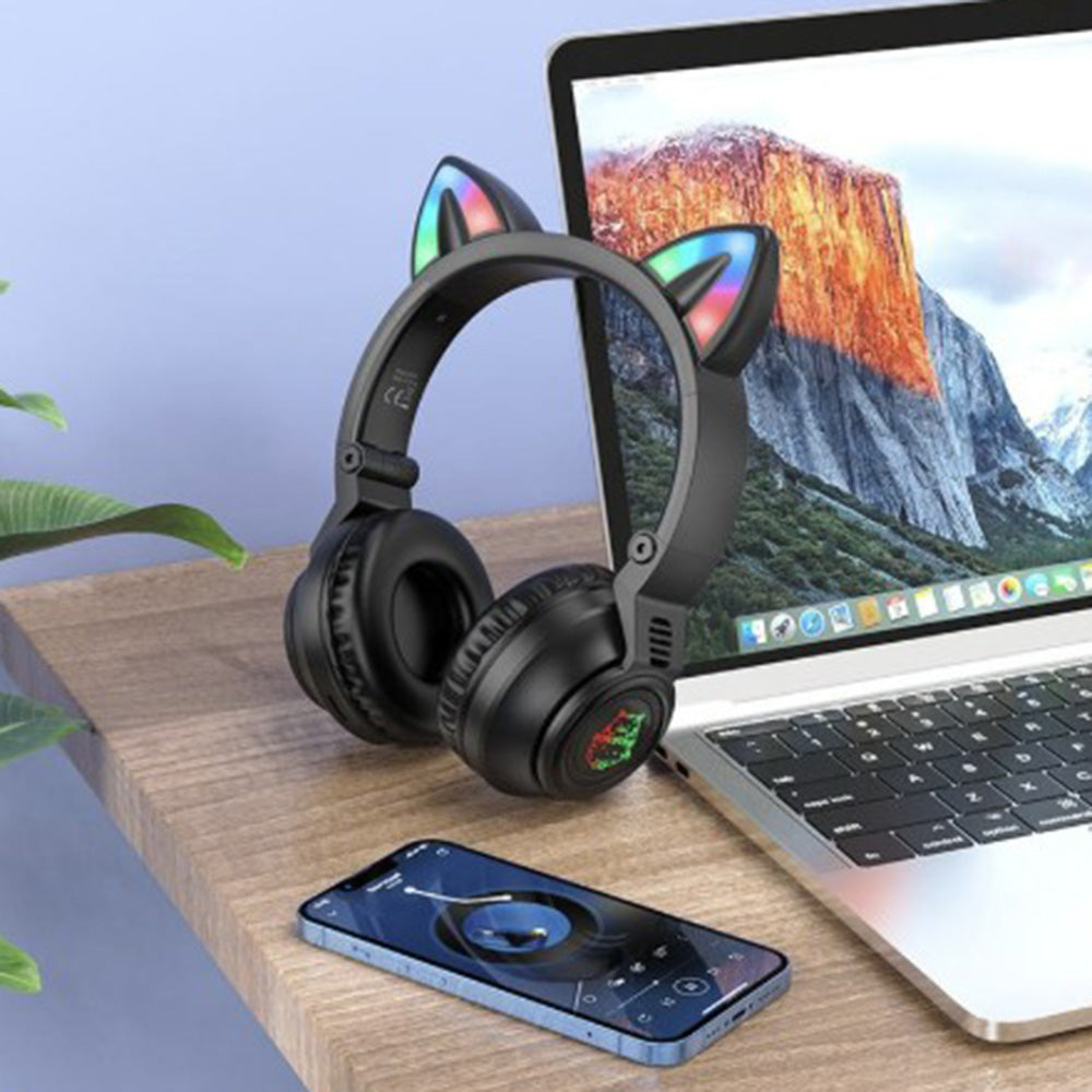 Handsfree Bluetooth Borofone BO18 Cat Ear, A2DP, Crni