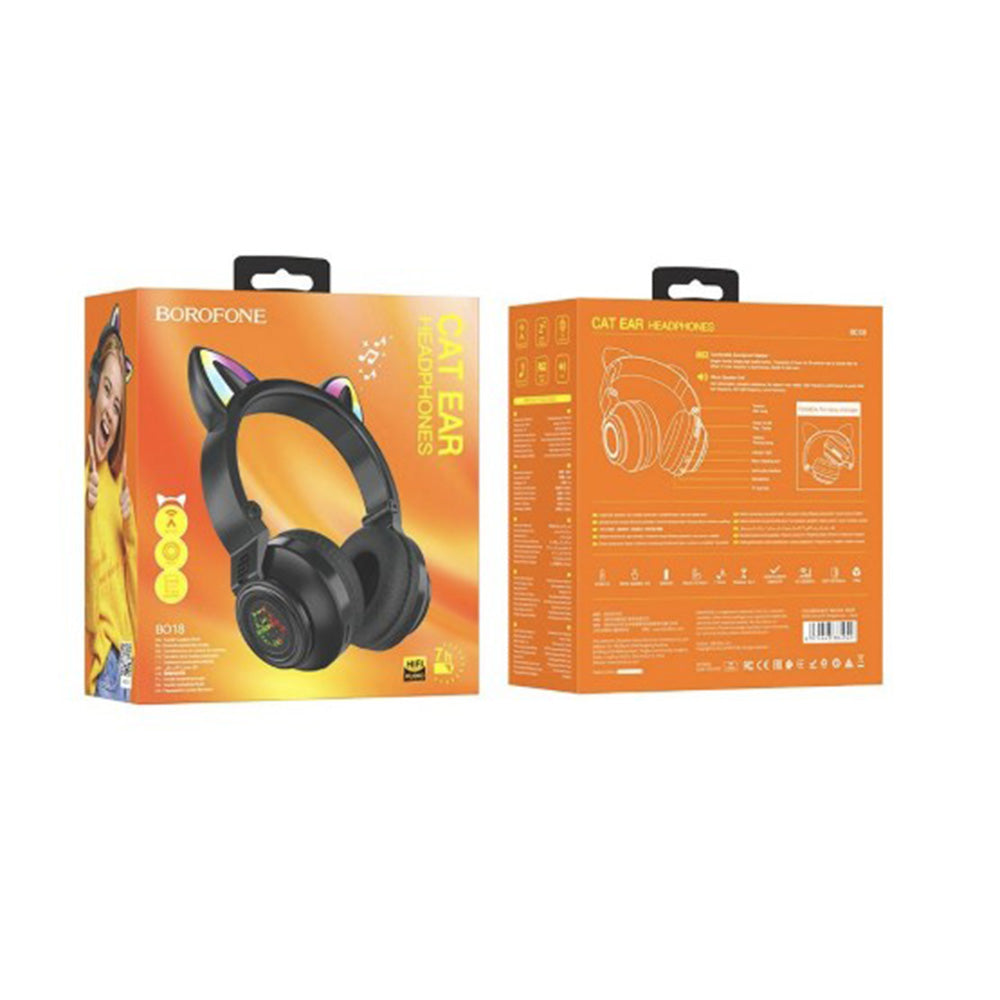 Handsfree Bluetooth Borofone BO18 Cat Ear, A2DP, Crni