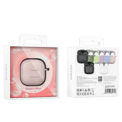 Handsfree Bluetooth Borofone BW29, TWS, Roza