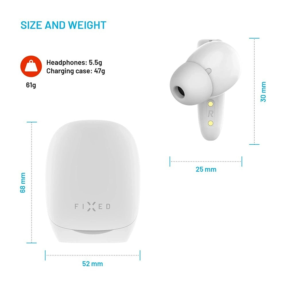 Handsfree Bluetooth Fixed Pods, TWS, Bijeli