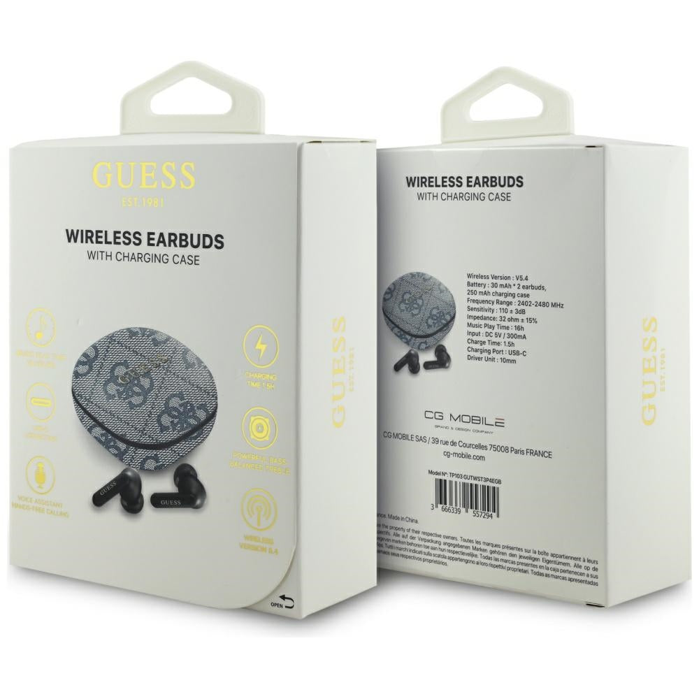 Handsfree Bluetooth Guess 4G Classic Metal Logo, TWS, Plavi