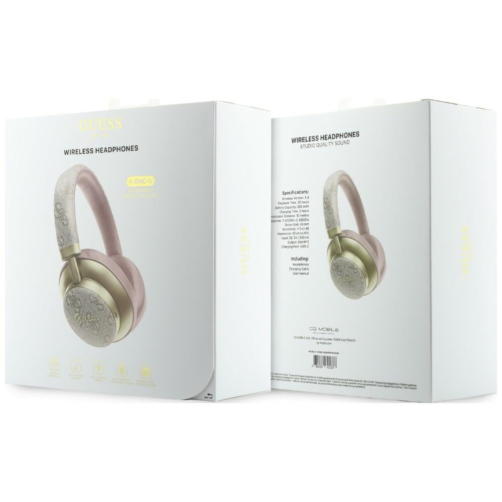 Handsfree Bluetooth Guess 4G Gold Script Metal, A2DP, Ružičasta