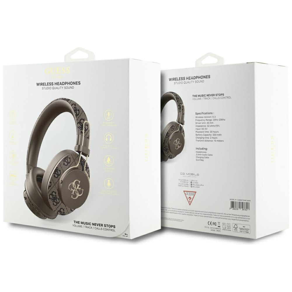 Handsfree Bluetooth Guess 4G Metal Logo, A2DP, Smeđa