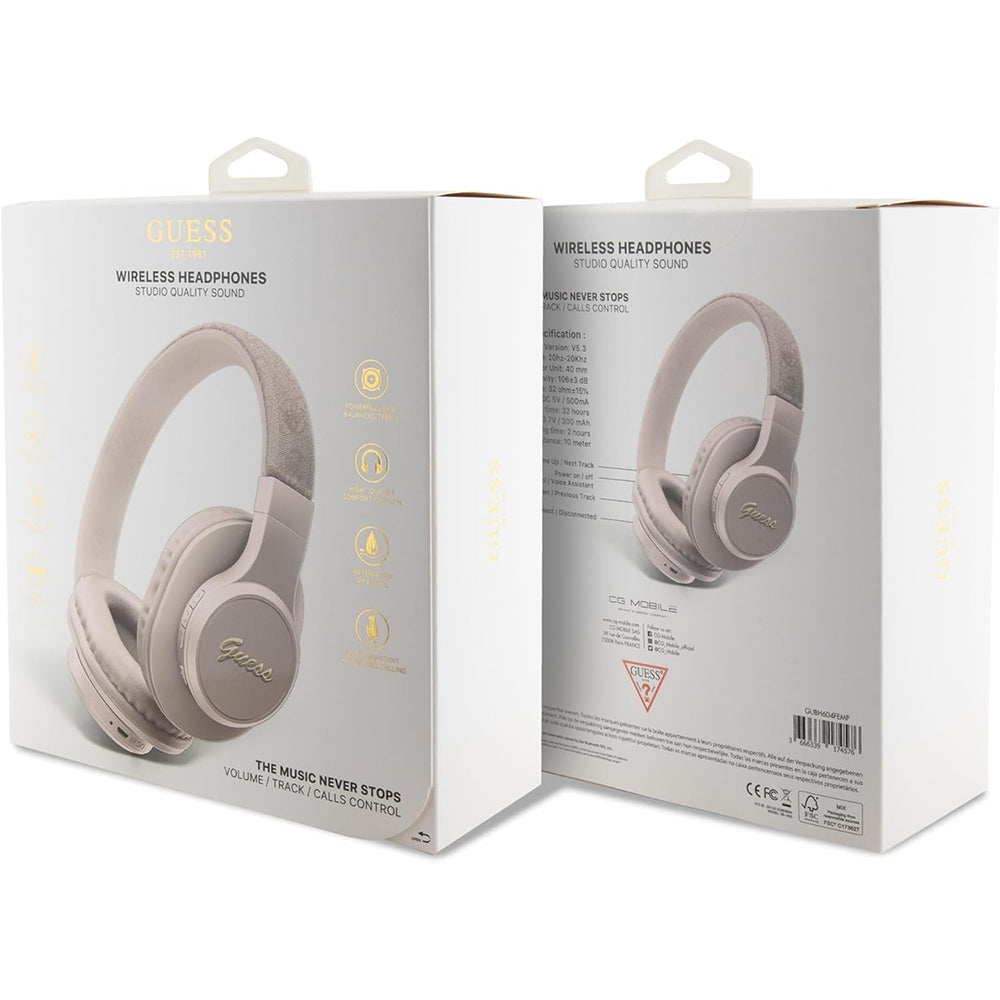 Handsfree Bluetooth Guess 4G Tone on Tone Script Logo, A2DP, Roza