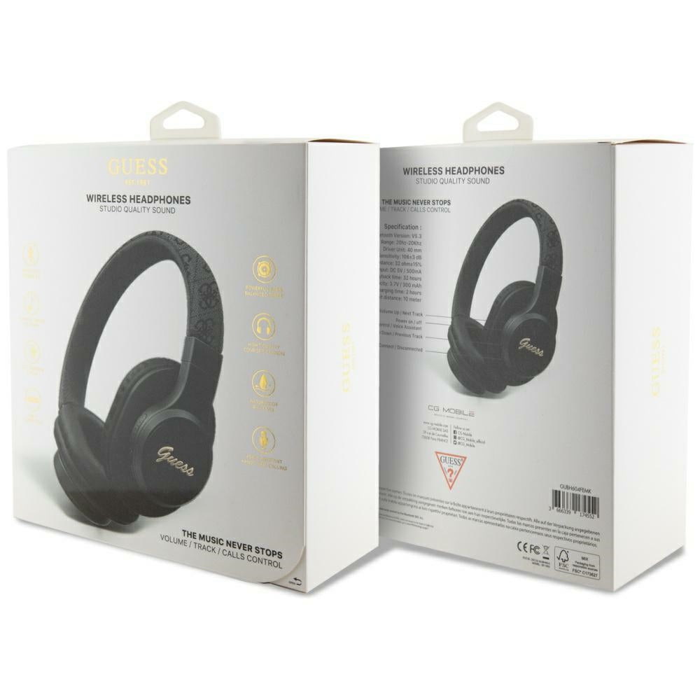 Handsfree Bluetooth Guess 4G Tone on Tone Script Logo, A2DP, Crni