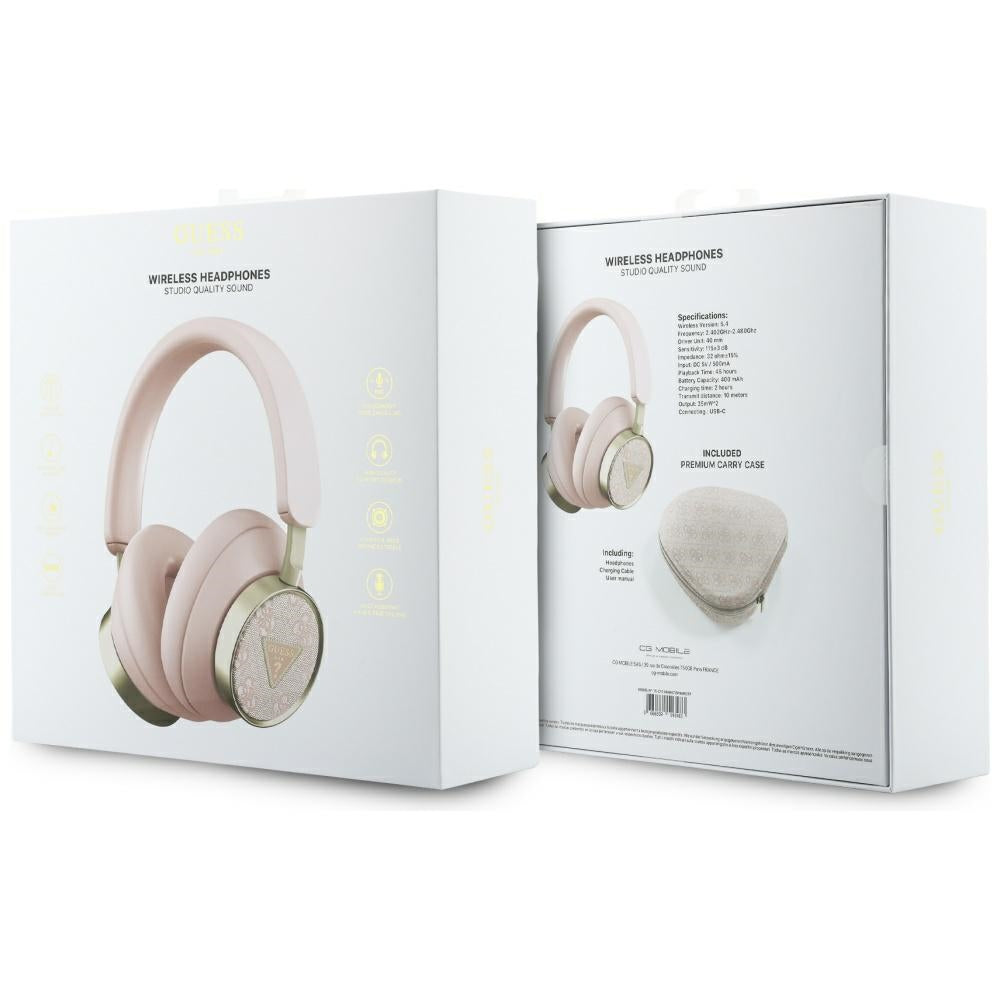 Handsfree Bluetooth Guess 4G Gold Triangle Logo, A2DP, Roza