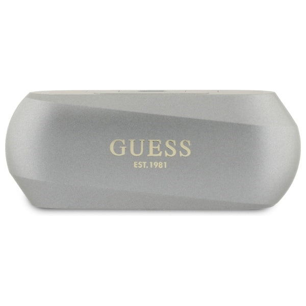 Handsfree Bluetooth Guess produženi metalik tisak logotipa, TWS, sivi