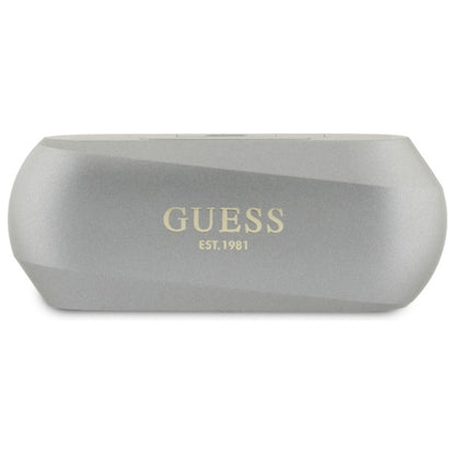 Handsfree Bluetooth Guess produženi metalik tisak logotipa, TWS, sivi