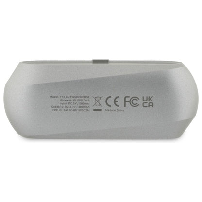 Handsfree Bluetooth Guess produženi metalik tisak logotipa, TWS, sivi