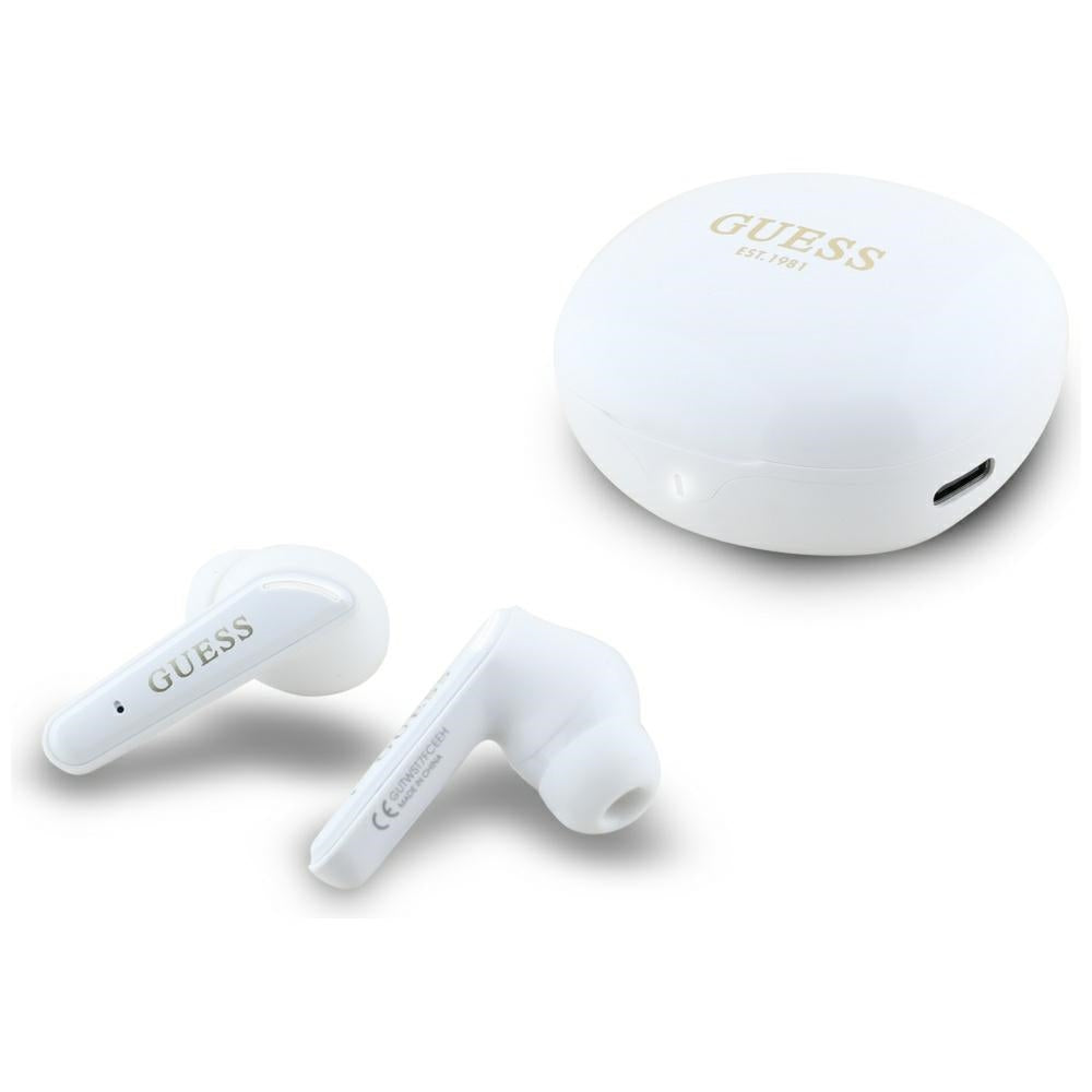 Handsfree Bluetooth Guess Flat Classic Logo Electroplated, TWS, Bijela