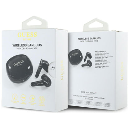 Handsfree Bluetooth Guess Flat Classic Logo Electroplated, TWS, Crni